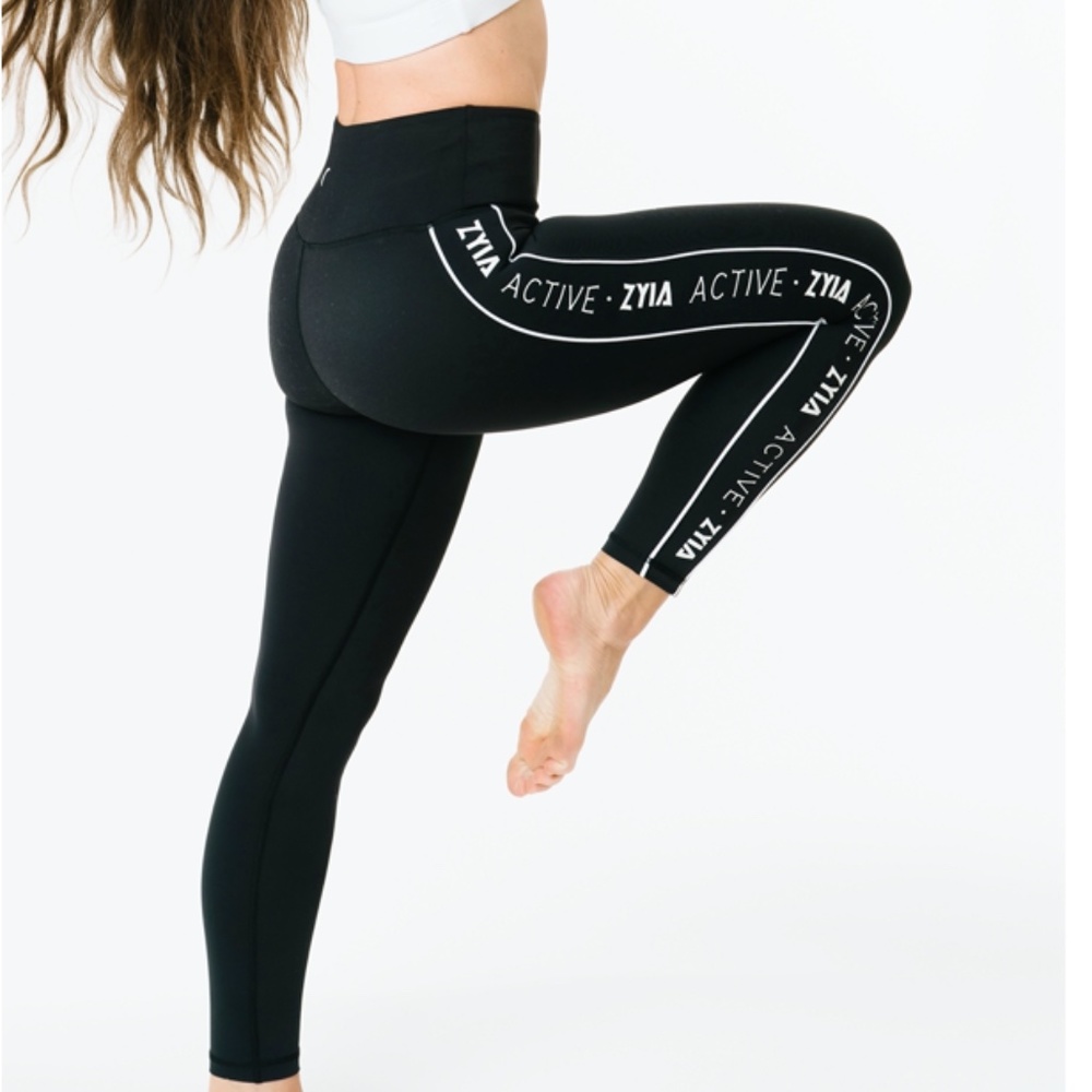 Black Logo Stripe LNT Leggings 7/8 (24in)